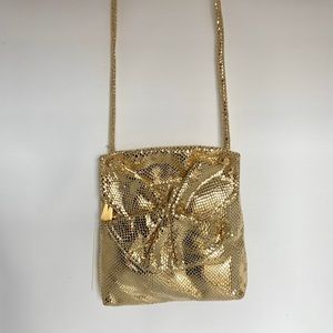 Vintage LIZA GANZ Metallic Gold Flap Shoulder Bag
